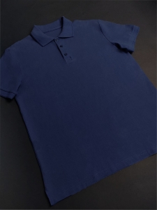 Рубашка-поло мужская (хлопок) темно-синяя