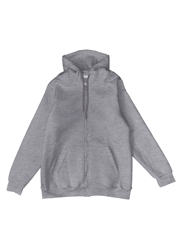 Толстовка с капюшоном (на молнии) 2х-нитка серая меланж