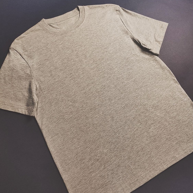 Футболка мужская (хлопок+лайкра) серая меланж