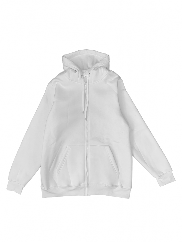 Толстовка с капюшоном (на молнии) 2х-нитка белая