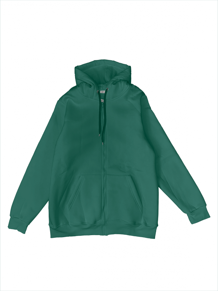 Толстовка с капюшоном (на молнии) 2х-нитка зеленая бенеттон