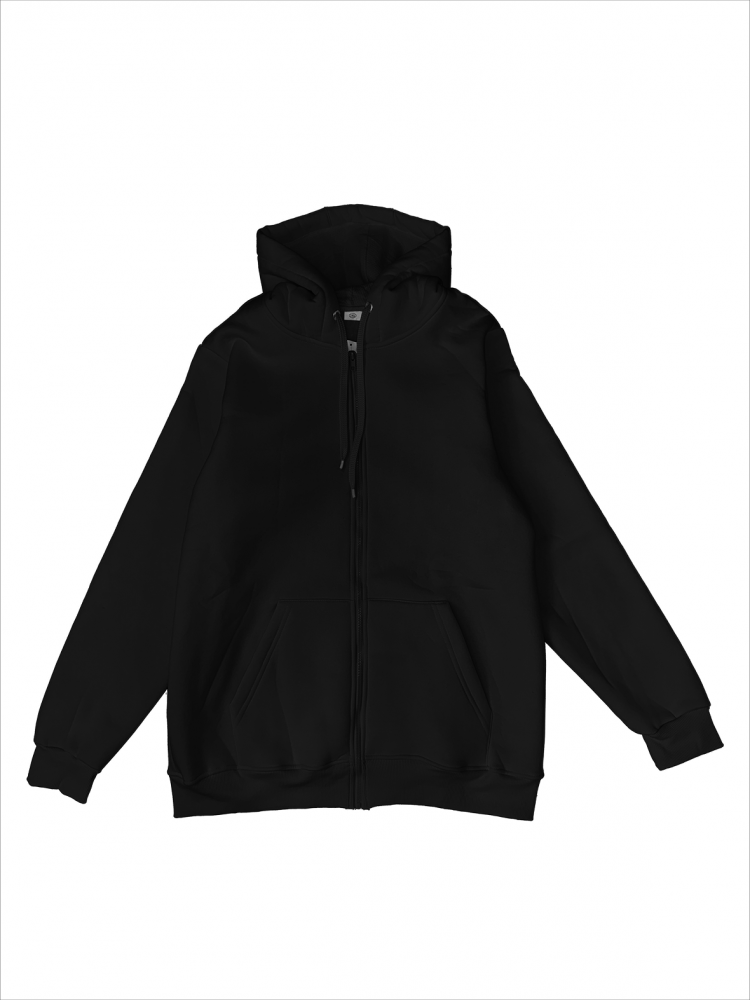 Толстовка с капюшоном (на молнии) 2х-нитка черная
