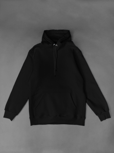 Толстовка с капюшоном "Кенгуру" 3х-нитка черная