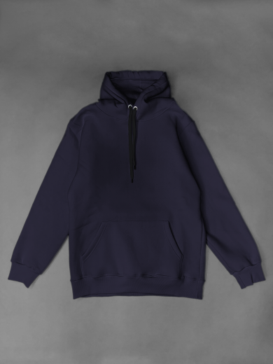 Толстовка с капюшоном "Кенгуру" 2х-нитка темно-синяя