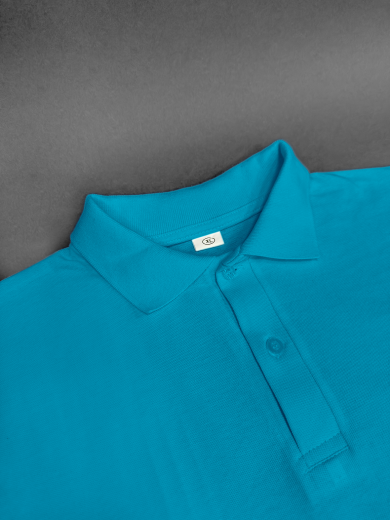 Рубашка-поло мужская (хлопок) бирюзовая