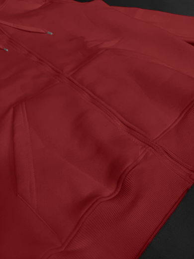 Толстовка с капюшоном (на молнии) 2х-нитка красная