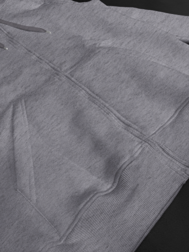 Толстовка с капюшоном (на молнии) 2х-нитка серая меланж