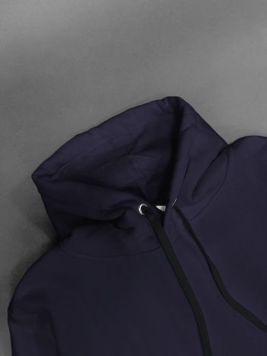 Толстовка с капюшоном "Кенгуру" 2х-нитка темно-синяя