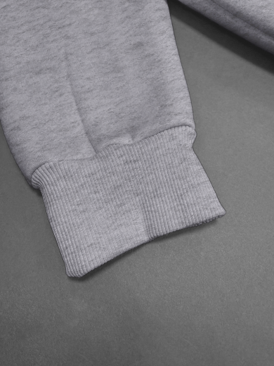 Толстовка с капюшоном (на молнии) 2х-нитка серая меланж