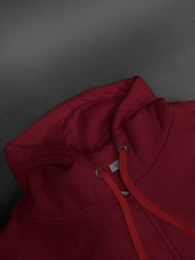 Толстовка с капюшоном (на молнии) 2х-нитка бордовая