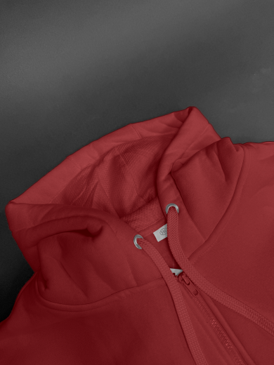 Толстовка с капюшоном (на молнии) 2х-нитка красная