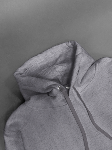 Толстовка с капюшоном "Кенгуру" 2х-нитка серая меланж