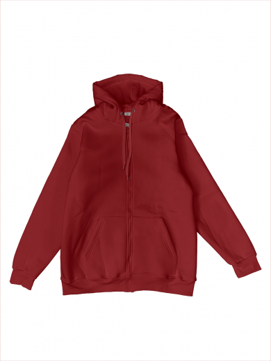 Толстовка с капюшоном (на молнии) 2х-нитка красная