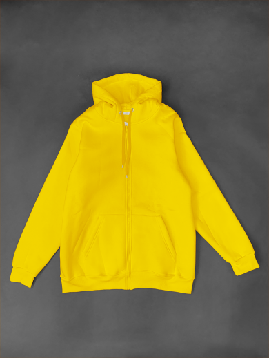 Толстовка с капюшоном (на молнии) 2х-нитка желтая