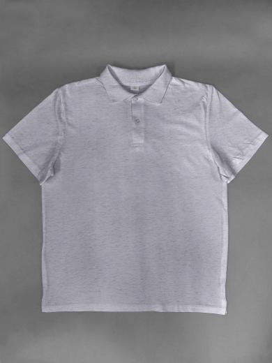 Рубашка-поло мужская (хлопок) серая-меланж
