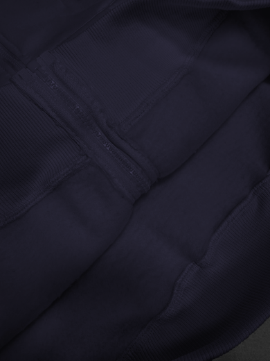 Толстовка с капюшоном (на молнии) 2х-нитка темно-синяя