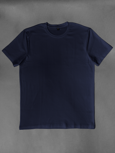 Футболка мужская (хлопок+лайкра) темно-синяя