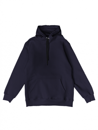 Толстовка с капюшоном "Кенгуру" 2х-нитка темно-синяя