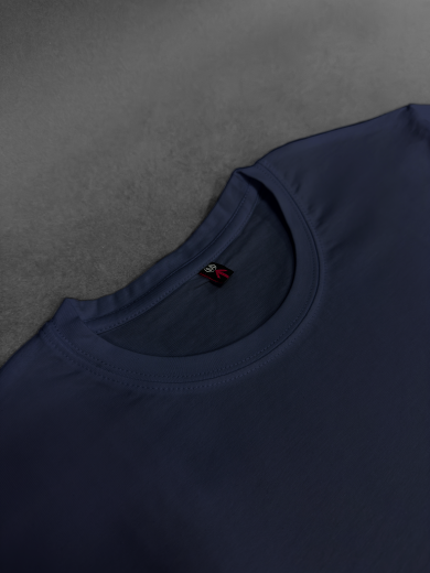 Футболка мужская (хлопок+лайкра) темно-синяя