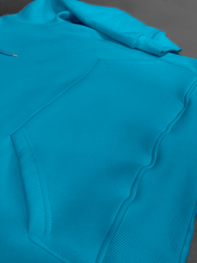 Толстовка с капюшоном "Кенгуру" 2х-нитка бирюзовая