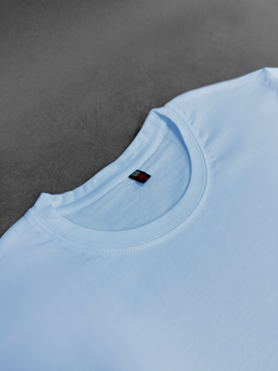 Футболка мужская (хлопок+лайкра) светло-голубая