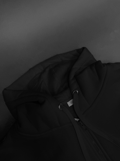 Толстовка с капюшоном (на молнии) 2х-нитка черная