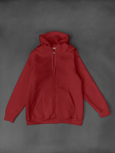 Толстовка с капюшоном (на молнии) 2х-нитка красная