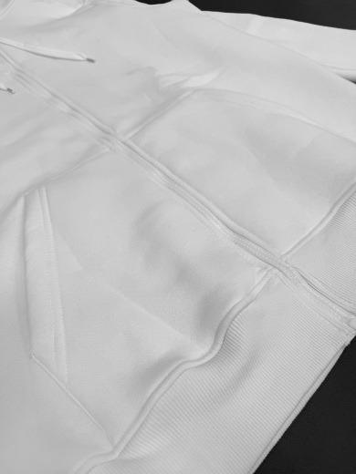 Толстовка с капюшоном (на молнии) 2х-нитка белая