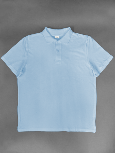 Рубашка-поло мужская (хлопок) небесно-голубая