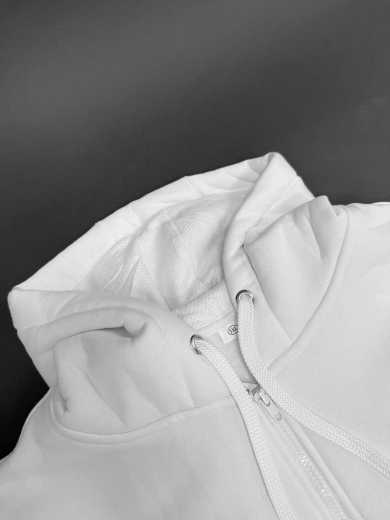 Толстовка с капюшоном (на молнии) 2х-нитка белая