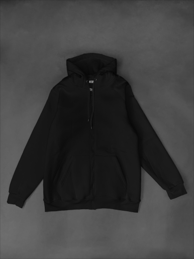 Толстовка с капюшоном (на молнии) 2х-нитка черная