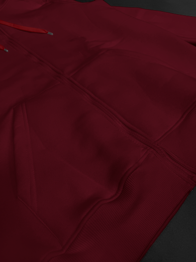 Толстовка с капюшоном (на молнии) 2х-нитка бордовая