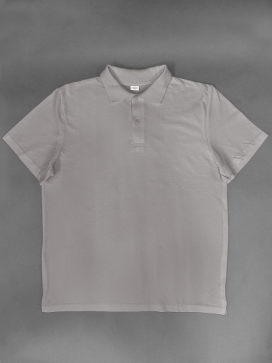 Рубашка-поло мужская (хлопок) светло-серая