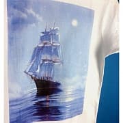 Море, море, корабли...<br> Носи кусочек романтики на себе :) <br> Цветная печать на белой футболке