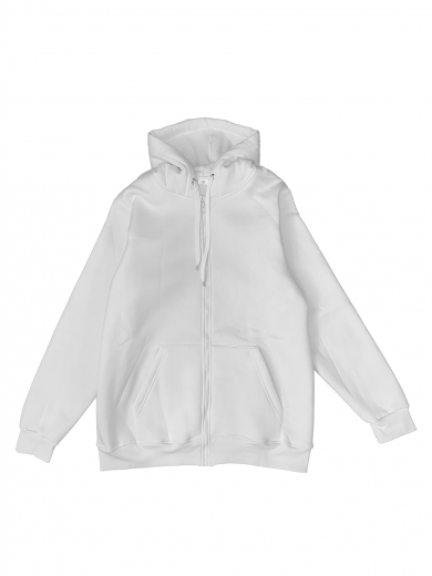 Толстовка с капюшоном (на молнии) 2х-нитка белая