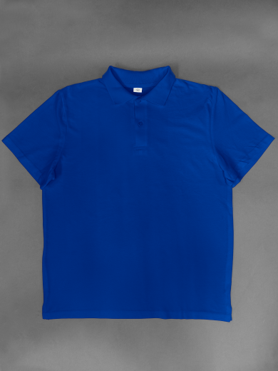 Рубашка-поло мужская (хлопок) синяя василёк