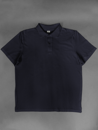 Рубашка-поло мужская (хлопок) темно-синяя
