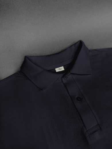 Рубашка-поло мужская (хлопок) темно-синяя