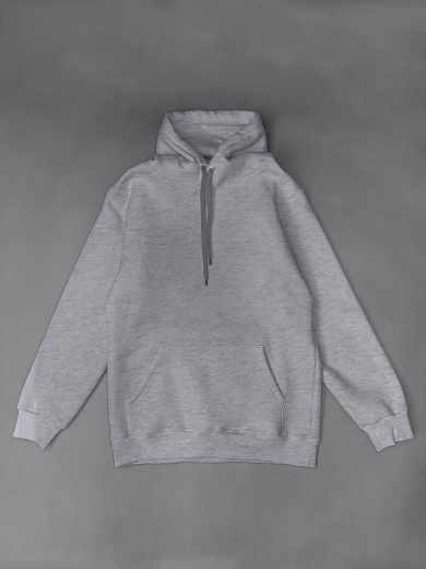 Толстовка с капюшоном "Кенгуру" 2х-нитка серая меланж