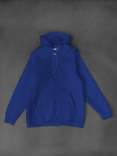 Толстовка с капюшоном (на молнии) 3х-нитка синяя василёк