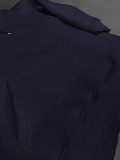 Толстовка с капюшоном "Кенгуру" 2х-нитка темно-синяя