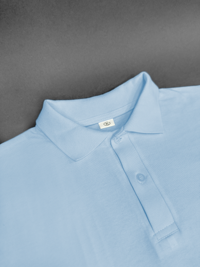 Рубашка-поло мужская (хлопок) небесно-голубая