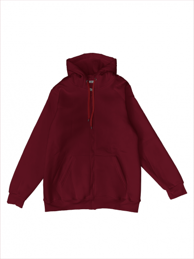Толстовка с капюшоном (на молнии) 2х-нитка бордовая